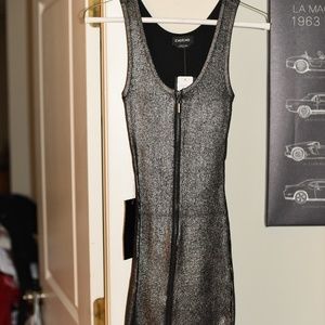 Front Zip Foiled Dress